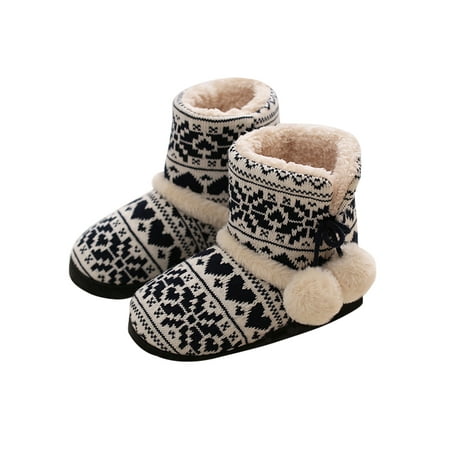 

Audeban Women s Comfort Knit Bootie Slippers Soft Cozy Memory Foam Plush Faux Plush Lining Slip on Boots Shoes