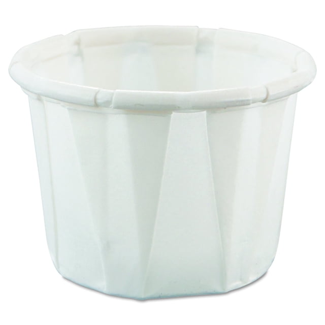 Vasos de papel para porciones SOLO, 0,5 oz, blancos, 1,6 x 2,5 cm, estuche 5000