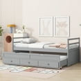thumbnail image 3 of Jopath Twin Size Platform Bed Frame with Pull Out Trundle and Three Storage Drawers, Pine Wood Bed Frame with Headboard, Footboard,for Boys Girls Grey, 3 of 8