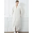 thumbnail image 2 of Unisex Sleep Bathrobes,Zipper Front Luxury Warm Waffle Plaid Nightgown Loungwear,Long Sleeve Ankle Length Couples Matching Pajamas Sleepwear Robe,S-L Men White, 2 of 6