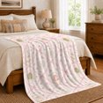 thumbnail image 6 of Pink Bow Pumpkin Sofa Scene Whimsical Cottagecore, Cozy Pet Portrait Pattern, Warm Flannel Blanket for Living Room and Bedroom, Cat Lovers Just Because Gift, Pet Lover Home Decor, 6 of 7