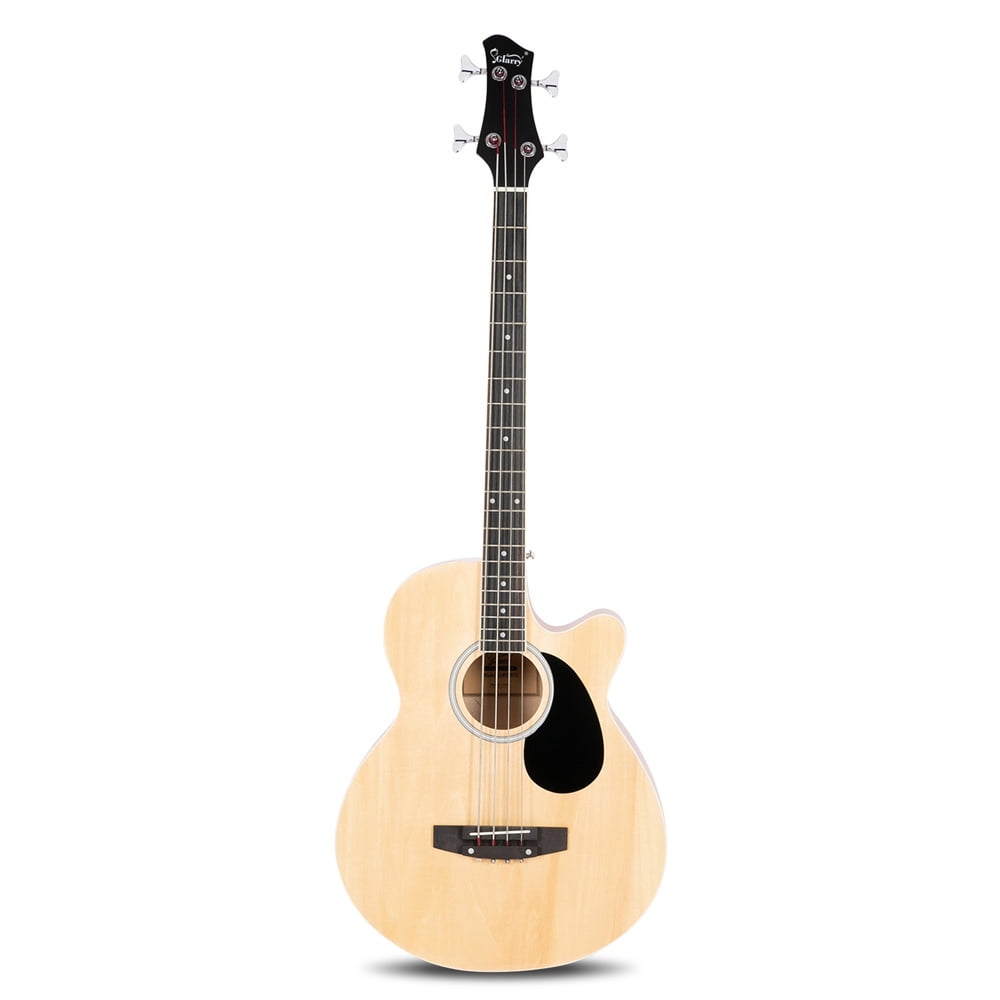 Tcbosik 4 Strings Cutaway Acoustic-Electric Bass Guitar, Electric Bass with 4-Band Equalizer, Bag, Strap, Picks, Cable and Wrench Adjustment Tool for Beginner, Natural