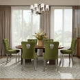 thumbnail image 4 of DONICK Velvet Upholstered Dining Chairs,Wing Back Side Chair Tuft Nailhead Ring Pull Metal Legs(Olive,Silver Legs,Set of 2), 4 of 10