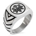thumbnail image 1 of Stainless Steel Ishikawa Samurai Crest Chevron Pattern Biker Style Polished Ring, 1 of 1