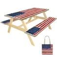 thumbnail image 2 of Picnic Table Cover with Bench Covers, 6FT Waterproof Windproof Picnic Table Cover, Camping Tablecloth with Carry Bag, Fitted Elastic Rectangle Table and Seat Covers for Patios, Yards, Seasides, 2 of 7