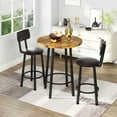 thumbnail image 1 of Stmoze Round Bar Table Set for 2, Wooden Counter Height Kitchen Table and Chairs Set, Bar Height Dining Table Set with 2 Leather Bar Stools, 3 Pieces Pub Table Set for Small Space, Rustic Brown, 1 of 6