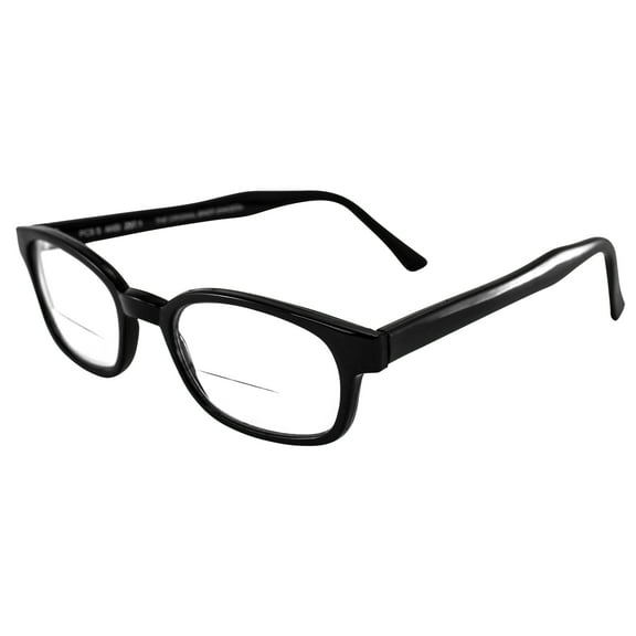 The Original KD's Biker Shades By PCSUN Black Frames 2.00 Magnification Clear Lenses
