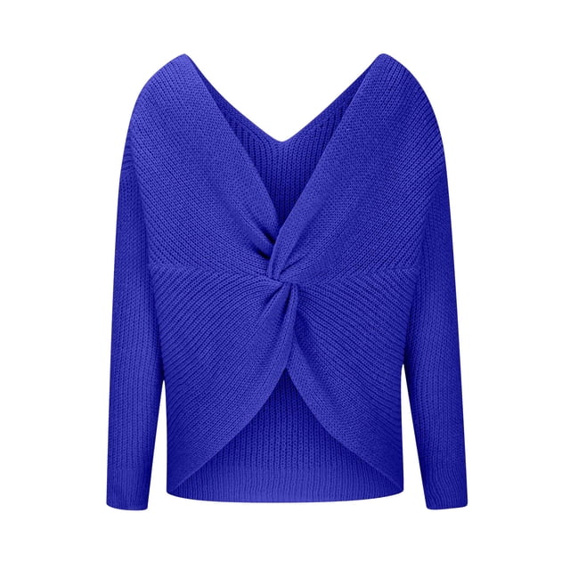 Robe Chandail Col Rond Femme Hiver Tricoté Chemise Col en V Chandail Longueur Moyenne Style Décontracté Chandail Femme Col Roulé S-169 Bleu P