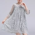 thumbnail image 2 of Ugoldhm Girls Cotton Lace Crew Neck Long Sleeve Summer Dress Fashionable Kids Clothes Sizes 8-14, 2 of 3