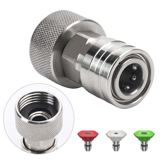 Garden Hose to Pressure Washer Adapter 3/4" GHT to 1/4" Quick Connect, Stainless Steel, Leakproof, Easy Install Fitting for Car Wash, Foam Cannon, Patio and Home Cleaning