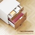 thumbnail image 3 of Lockable 2-Drawer Filing Cabinet - White & Nature Wood Office Storage with Wheels & Adjustable Bars - Compact Printer Stand for Home & Office Use - 18.9" x 15.7" x 23.6", 3 of 7