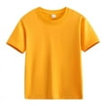 thumbnail image 4 of Gubotare Kids T Shirts Unisex Baby Crew Neck T-Shirt Toddler Short Sleeve Solid Color Tees Shirts for Boys,Yellow 5-6 Years, 4 of 8