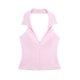 thumbnail image 3 of HH TRAF Conjunto elegante de 2 piezas para mujer, camisetas sin mangas con cuello halter sexy, top corto ajustado sin mangas, minifaldas casuales de cintura alta para mujer, pantalones cortos, 3 of 5