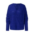 thumbnail image 5 of UJNDER V Neck Knitted Ribbed Pullover Sweater for Women Long Sleeve Solid Color Autumn Soft Blue M, 5 of 6