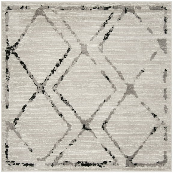 SAFAVIEH Skyler Leontyne Diamond Area Rug, Ivory/Grey, 6'7" x 6'7" Square