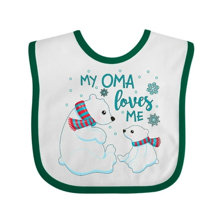 

Inktastic My Oma Loves Me- cute polar bears Gift Baby Boy or Baby Girl Bib