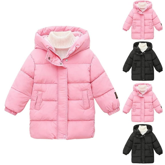 Quilted Jacket Boys Girls Tween Unisex 2-12Year Solid Color Long Sleeve Down Jacket Casual Hooded Comfortable Warm Jacket