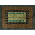 thumbnail image 1 of Ahgly Company Machine Washable Indoor Rectangle Oriental Turquoise Blue Modern Area Rugs, 5' x 7', 1 of 4