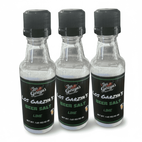 Los Garzya’s Beer Salt Lime 3 Pack, 1.60 oz. Bottles, Lime Flavor Beer Salts for Beer Rim, Fruit and More