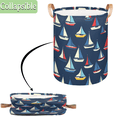 thumbnail image 3 of Qzaxky Color Sailboat Laundry Basket Organizer Foldable Tall Large Laundry Basket Collapsible Folding Laundry Basket Dirty Clothes Fabric, 3 of 7