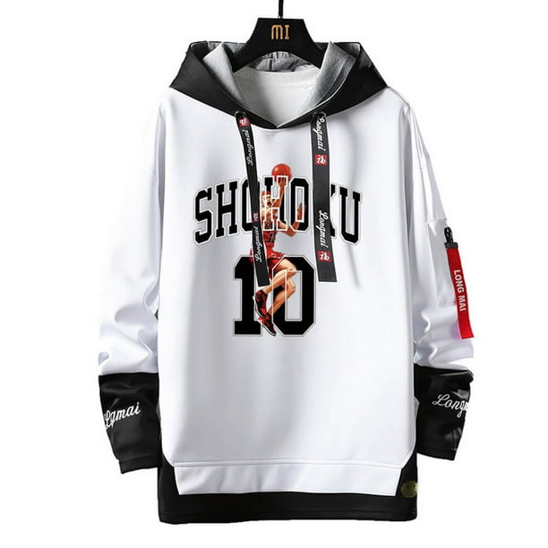 Sudadera con capucha de Anime Slam Dunk para hombre, sudadera con estampado de Shohoku Sakuragi Hanamichi, Top de Manga larga de gran tamaño con cintas