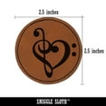 thumbnail image 2 of Treble Bass Clef Heart Music Love 2.5" Faux Leather Round Engraved Iron-On Patch - Brown, 2 of 6