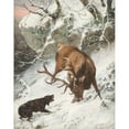 thumbnail image 3 of Carl Friedrich Deiker 15x18 Black Modern Framed Museum Art Print Titled - Hound Catching a Royal Stag (1889), 3 of 5