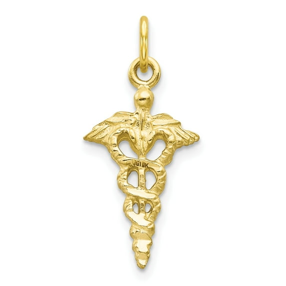 10k Solid Caduceus Charm in 10k Yellow Gold