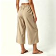 thumbnail image 4 of Bxsruta Women's Wide Leg Capri Pants Drawstring Elastic Waist Summer Casual Loose Trousers, 4 of 6