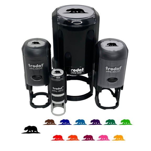 California Flag Bear Solid Self-Inking Rubber Stamp Ink Stamper - Black Ink - Small 3/4 Inch