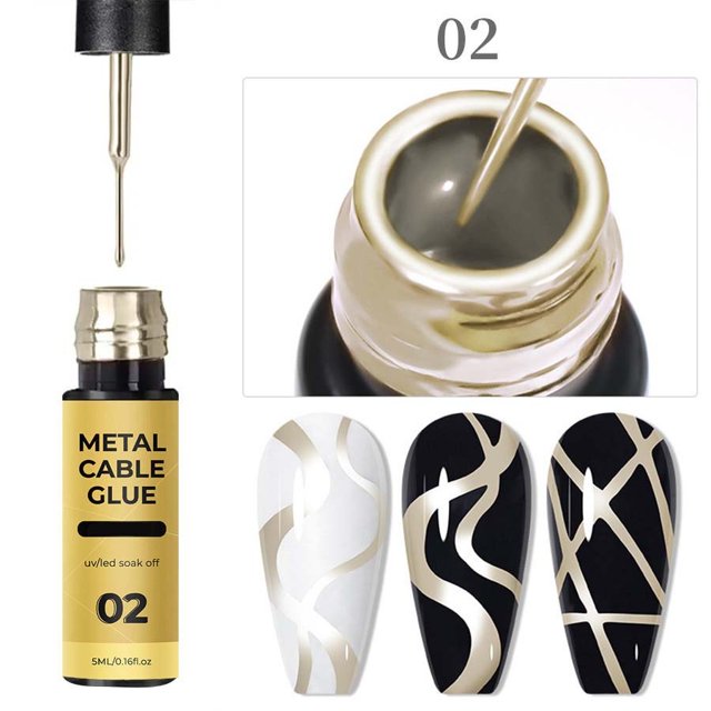 Pegamento metálico para uñas de alta densidad, para pintar bordes con ganchos, fototerapia, 5 ml