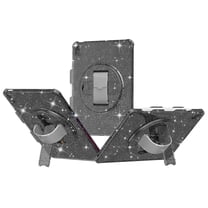 Allytech Glitter Case Only for Apple iPad 10.9" 10th Generation, iPad 2022 10.9" Case - With Screen Protector Film Anti-Yellow Kickstand Shockproof Rotating Strap Case for Girls Women - Black