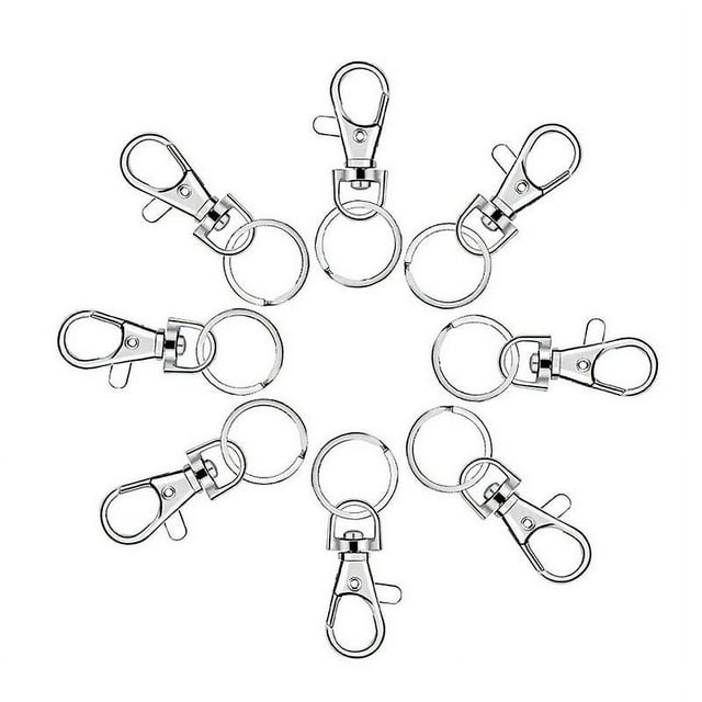 100 ganchos para llavero con llaveros, ganchos con Clip para llavero con anillos, fabricación de joyas