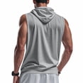 thumbnail image 5 of ZCFZJW Men's Workout Hooded Tank Tops Lightweight Full Zip Up Sleeveless Gym Shirts Muscle Cut Off T Shirt Bodybuilding Hoodies Gray L, 5 of 8