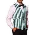 thumbnail image 4 of INSPIRE CHIC Business Vest for Men's Slim Fit V Neck Sleeveless Striped Prints Waistcoat S Green, 4 of 4