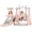 Pink Gray, variant on DKMOCO 4-in-1 Toddler Slide and Swing Set, Indoor Outdoor Kids Playground with Basketball Hoop, Climber Activity Playset for Toddlers Ages 1-2, Pink Gray