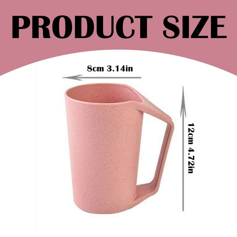 Moqin Wheat Straw Plastic Coffee Cups, 16 oz Unbreakable Coffee Mugs with handles, Lightweight Toothbrush Cups, Healthy Drinking Mugs for Water, Milk,