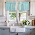 thumbnail image 2 of Aqua Beige Striped Farmhouse Short Window Curtain Valances, Modern Farmhouse Retro Lines Rod Pocket Kitchen Valances for Living Room Bedroom Bathroom Cafe 42" x 12", 2 of 8