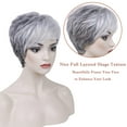 PHOCAS Gray Wigs for Women Synthetic Short Pixie Cut Wigs Wefted Wig