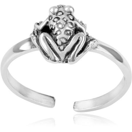 Brinley Co. Women's Sterling Silver Frog Adjustable Toe Ring