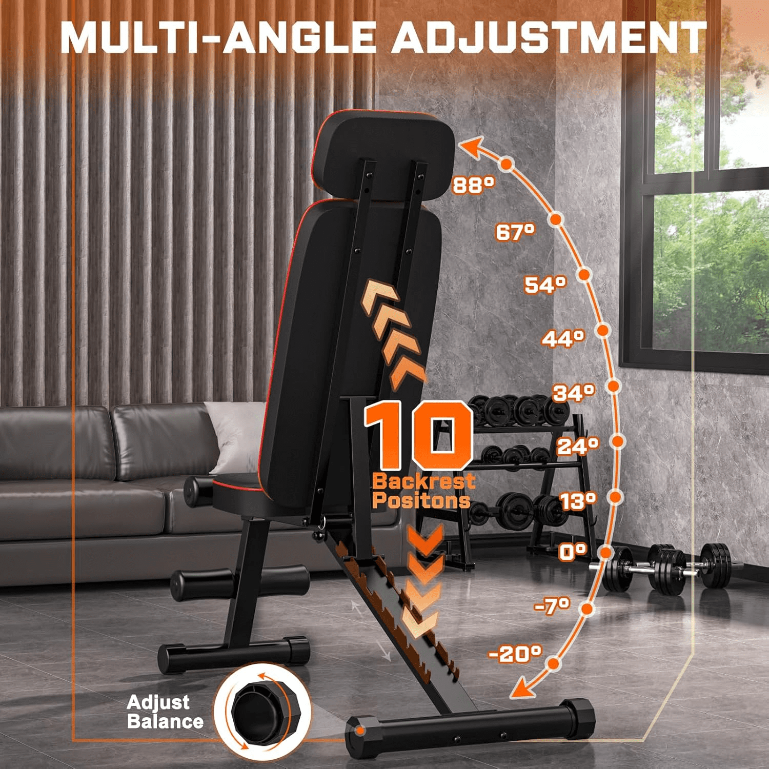 Wostoo Foldable Weight Bench, 800lbs Adjustable Workout Bench for Home Gym Strength Training Multi-Purpose Sit up Bench Press for Full Body Workout