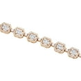 thumbnail image 4 of 10K Rose Gold Round & Baguette Diamond Square Halo 7mm Link 9" Bracelet 4.20 CT., 4 of 7