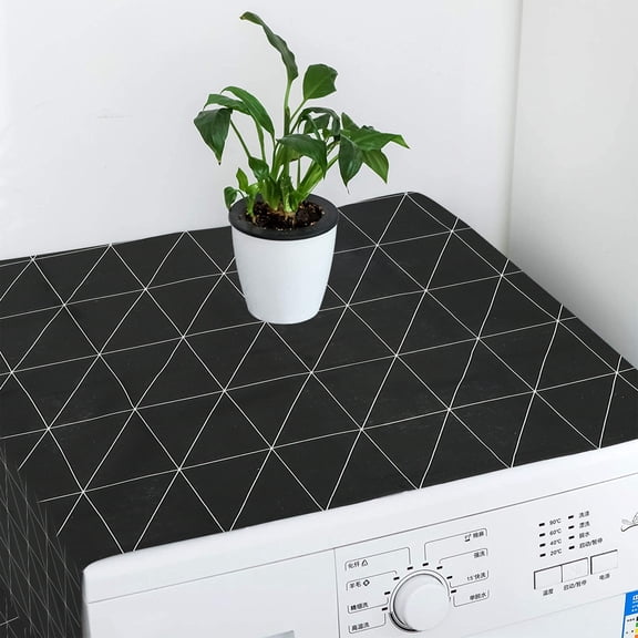 NICEXMAS Black Cotton Linen Refrigerator Top Cover Freezer Protector for Kitchen Home Use 1 Piece