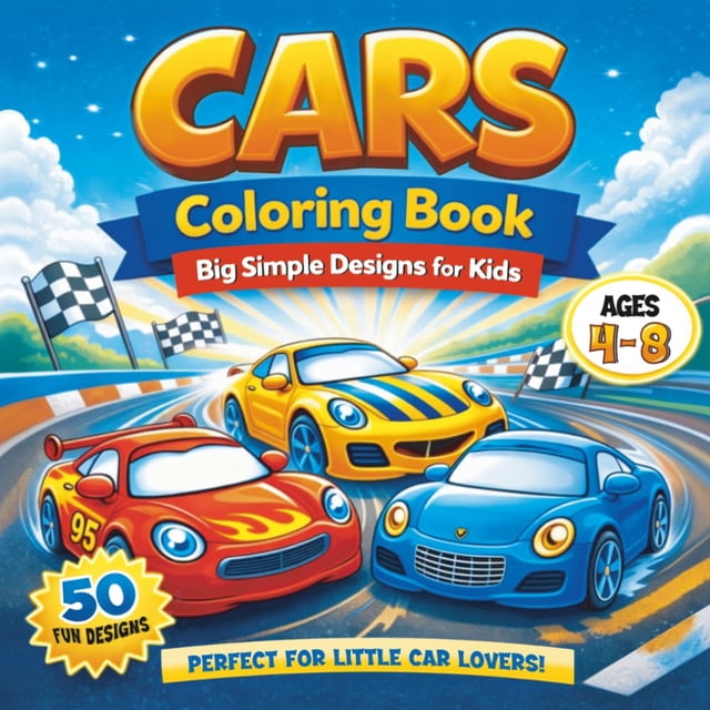 Libro para colorear de autos para niños de 4 a 8 años