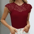 thumbnail image 5 of Chbgutlmr Going out for Women Ribbed Lace Crewneck Cap Sleeve Slim Fitting Solid Color Tank Tops Fashion, 5 of 9