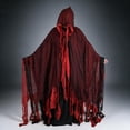 thumbnail image 7 of Robe Distressed Fringe, Halloween Costume, Ghost Cloak, Tattered Grim Reaper, Tattered Grim Reaper Cloak Hooded Gauze Robe Distressed Fringe Halloween Costume for Spooky Season, 7 of 7