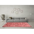 thumbnail image 3 of Ahgly Company Machine Washable Indoor Round Abstract Red Modern Area Rugs, 3' Round, 3 of 4
