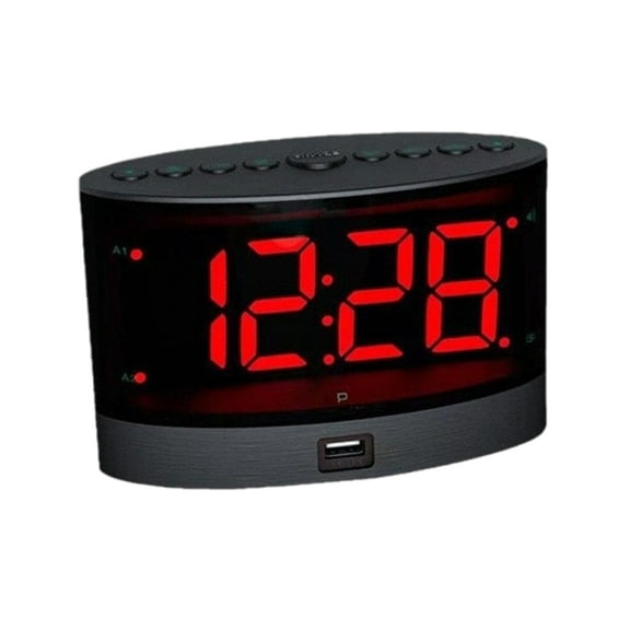 Extra Loud Alarm Clock for Heavy Sleepers Wireless Bed Shaker Vibrating 2 Alarms Adjustable Volumes and Dimmable Clock
