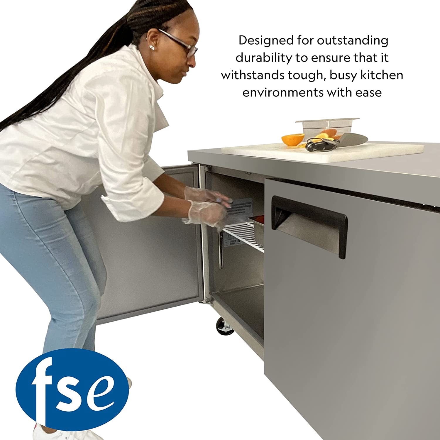FSE 48-Inch Two Door Undercounter Freezer, 12 Cubic Feet Capacity, Two Shelves, Stainless Steel, 115v, (MRUCFZ-48)