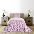 thumbnail image 4 of Ambesonne Purple Quilted Bedspread Set 2 Pcs, Romantic Butterflies, Twin Size, Maroon Purple Pale Pink, 4 of 5